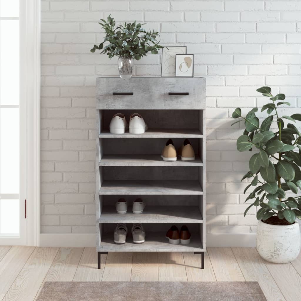 Vidaxl schoenenkast 60x35x105 cm bewerkt hout betongrijs
