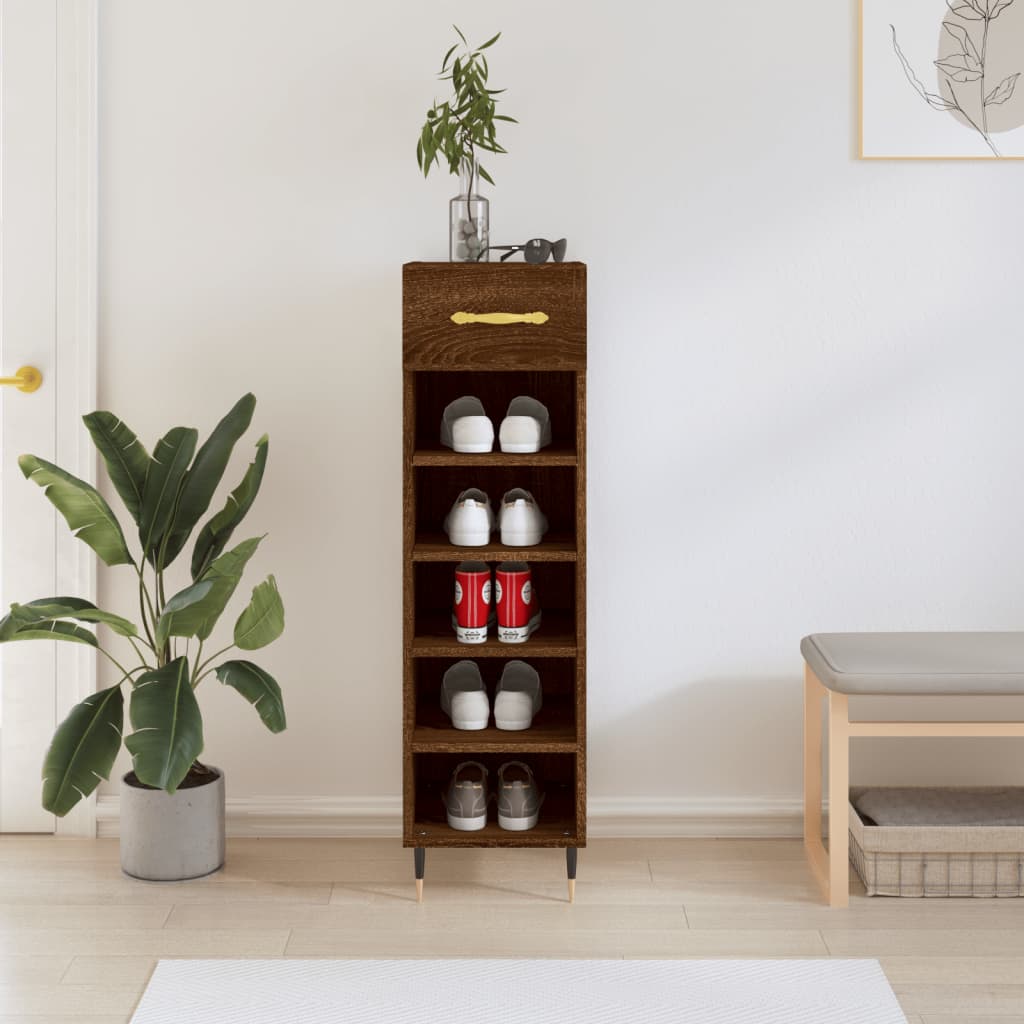 Vidaxl schoenenkast 30x35x105 cm bewerkt hout bruin eikenkleur