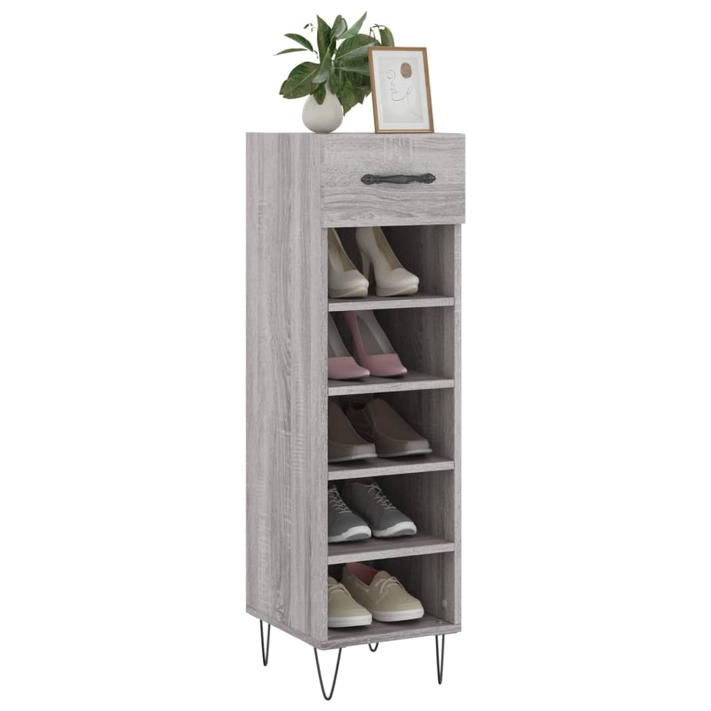 Vidaxl schoenenkast 30x35x105 cm bewerkt hout grijs sonoma eikenkleur