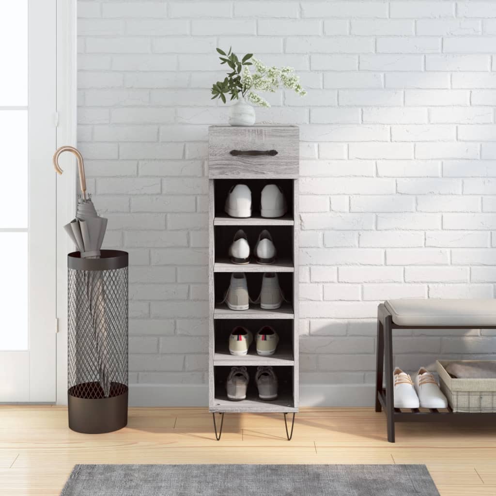 Vidaxl schoenenkast 30x35x105 cm bewerkt hout grijs sonoma eikenkleur