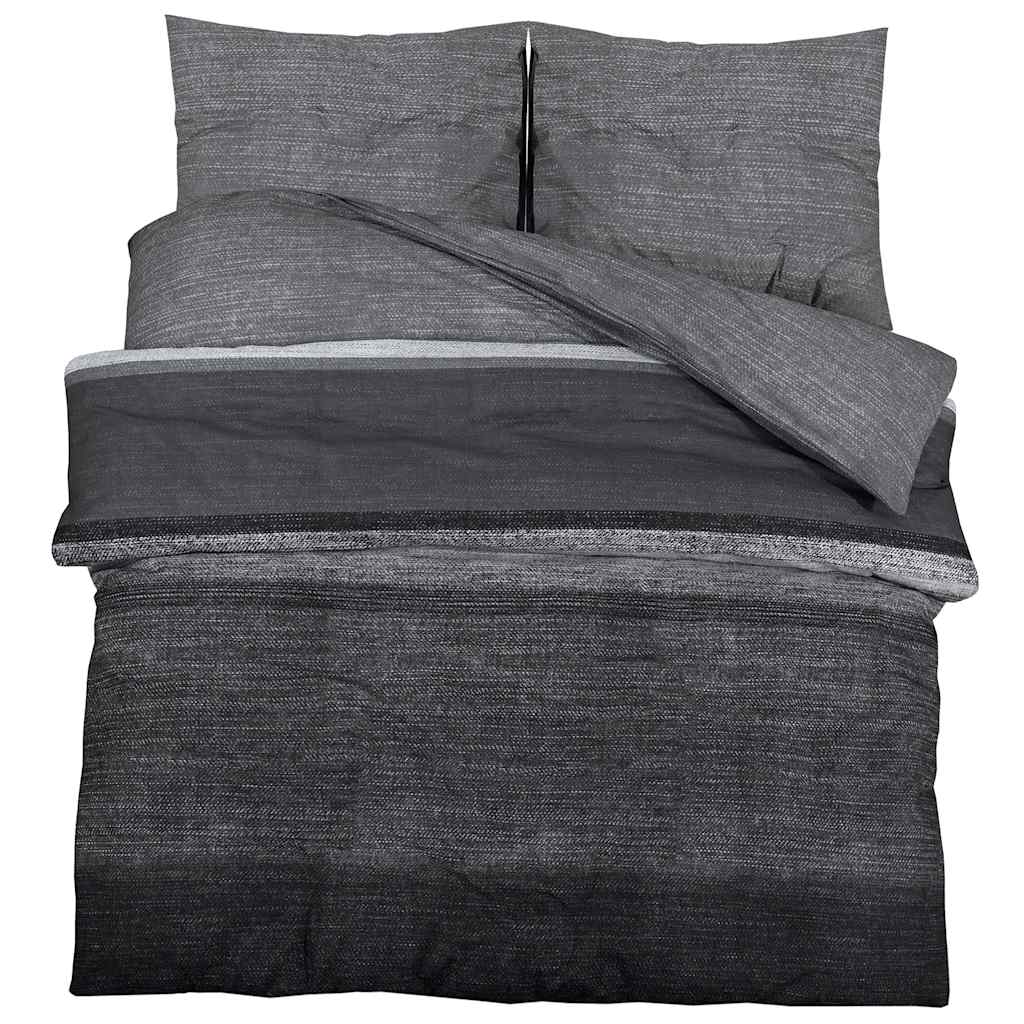 Vidaxl Duvet Crossing Set 155x220 cm Baumwolle dunkelgrau