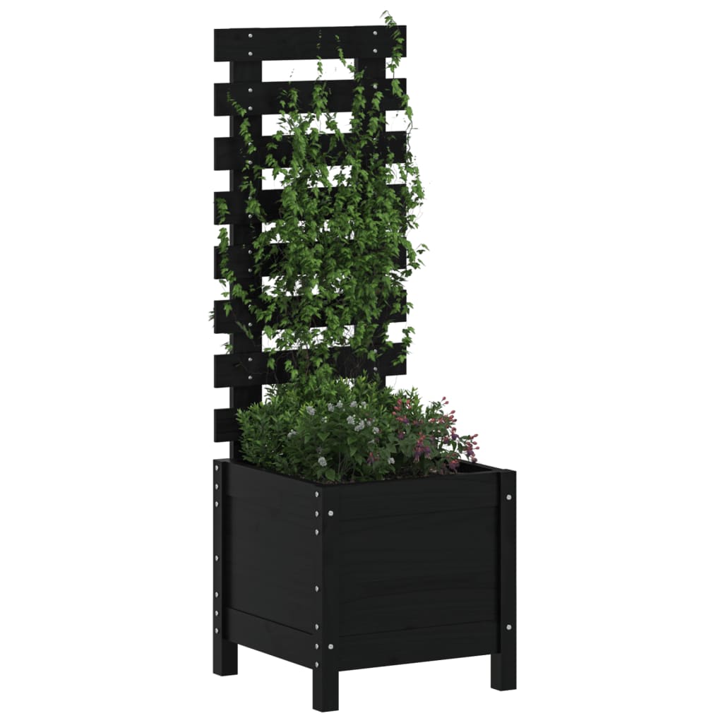 Vidaxx Pflanzgefäß mit Gestell 39x39,5x114 cm massives Kiefernholz schwarz