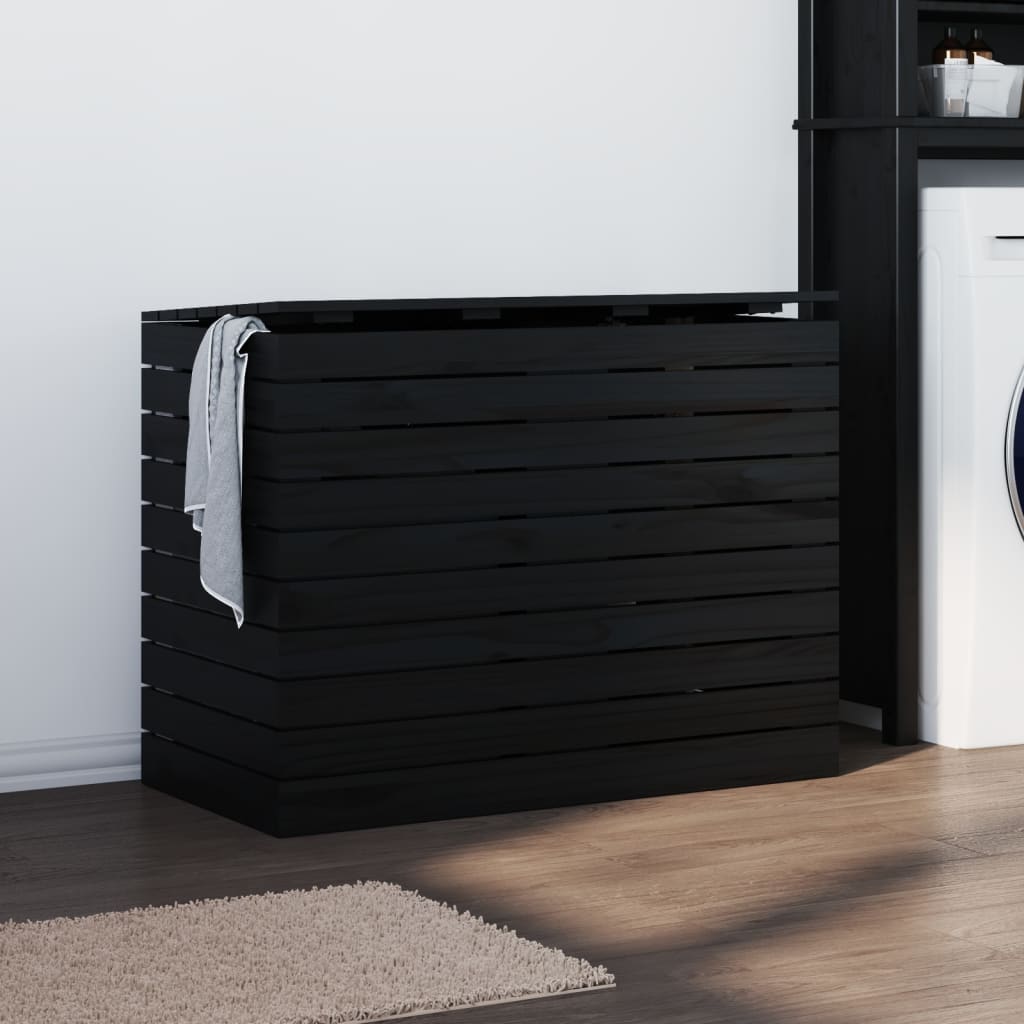 Vidaxx Wäschekorb 88,5x44x66 cm massives Kiefernholz schwarz