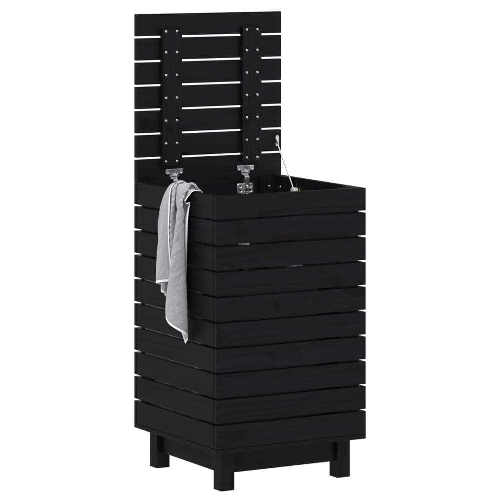 VidaXL Wäschekorb 44x44x76 cm massives Kiefernholz schwarz
