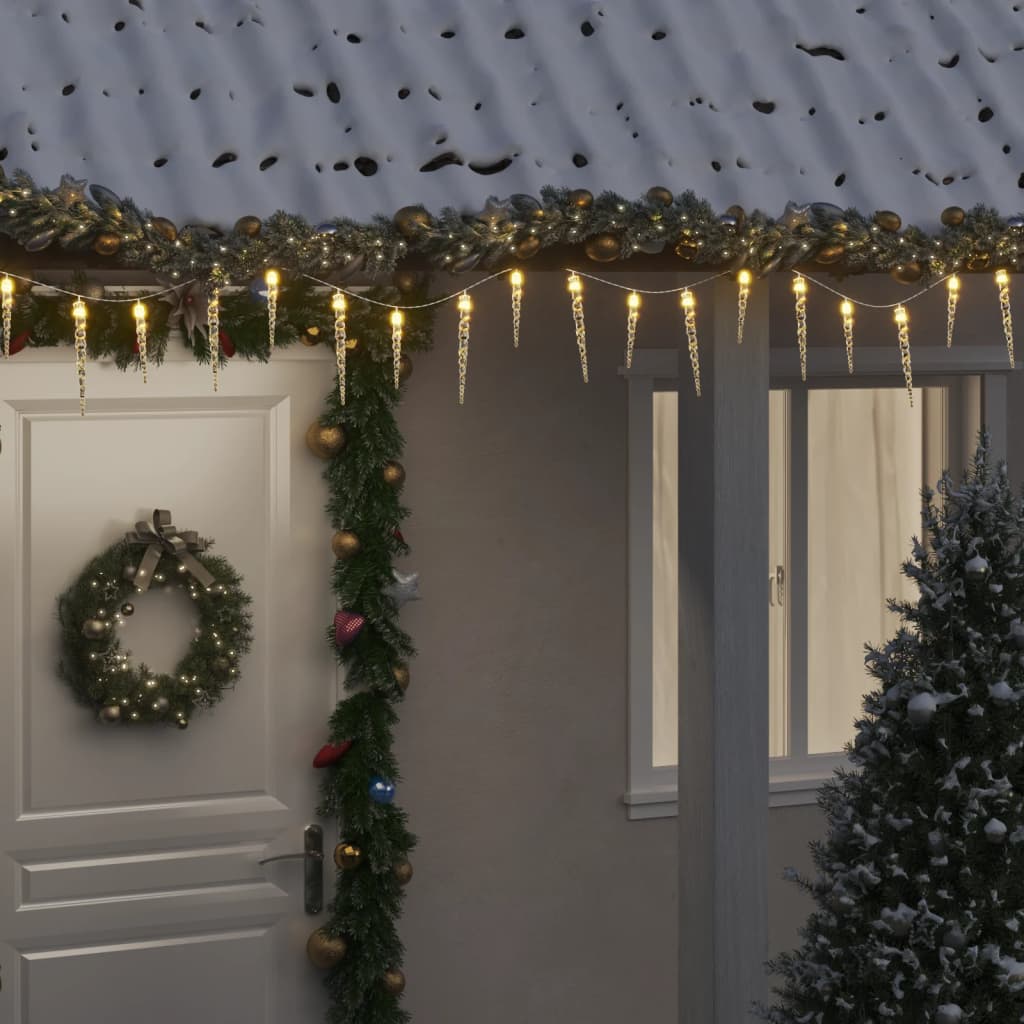 VidaXL Weihnachtsbeleuchtung Eiszapfen mit 100 LEDs 10 m Acryl PVC warmweiß
