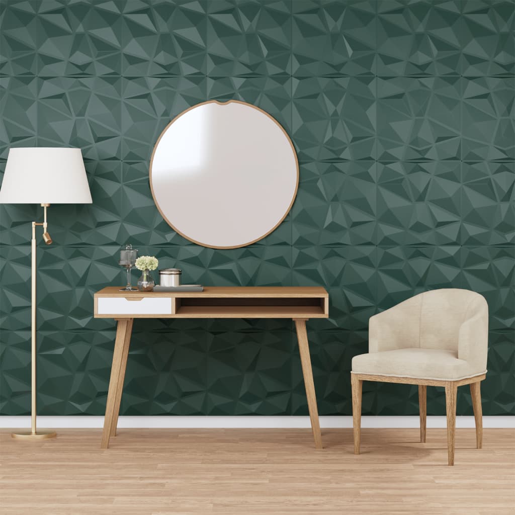 Vidaxx 48 Stück Wandpaneele Diamant 12 m² 50x50 cm XPS grün