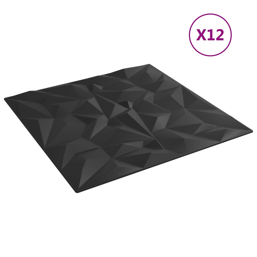 Vidaxx 12 Stück Wandpaneele Amethyst 3 m² 50x50 cm XPS Schwarz
