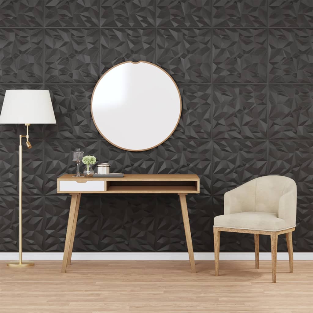 Vidaxx 12 Stück Wandpaneele Amethyst 3 m² 50x50 cm XPS Schwarz