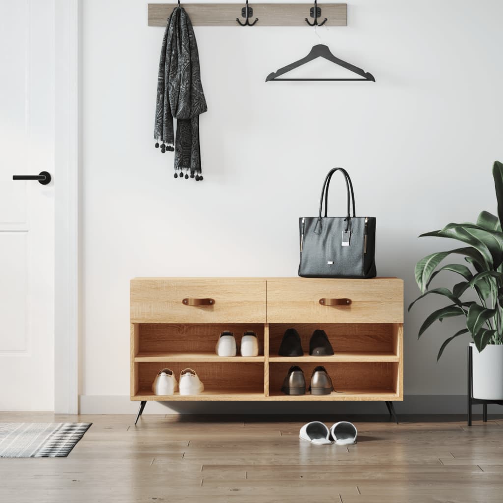 VidaXL Schuhbank 102x35x55 cm Holzwerkstoff Sonoma-Eiche-farbig