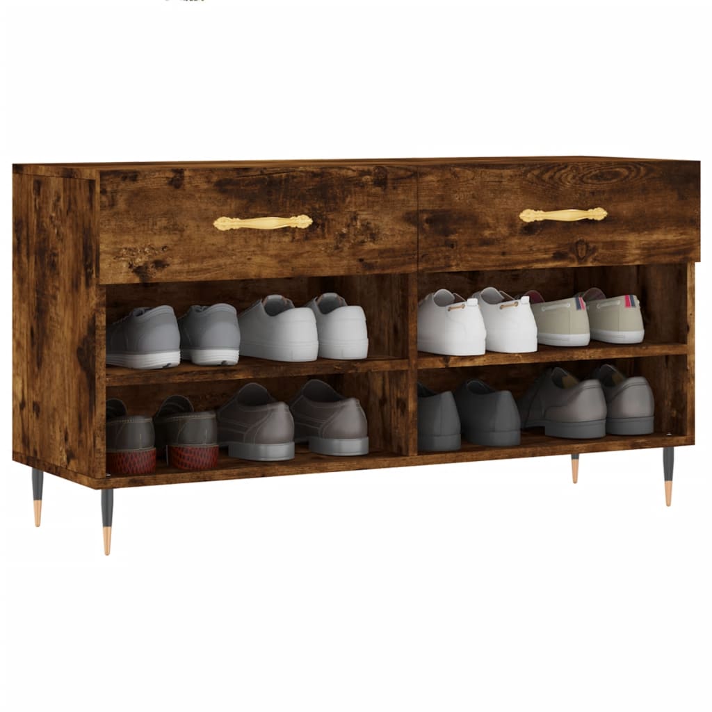 Vidaxx Schuhbank 102x35x55 cm verarbeitetes Holz, geräucherte Eiche