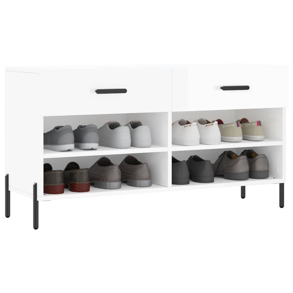 Vidaxx Schuhbank 102x35x55 cm lackiertes Holz Hochglanz weiß
