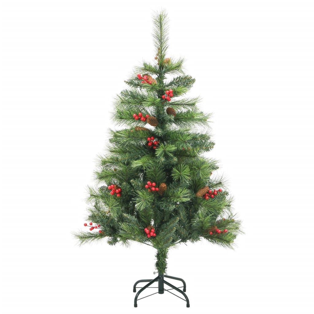 Vidaxl künstlicher Weihnachtsbaum mit Scharnieren, Tannenzapfen und Beeren, 150 cm