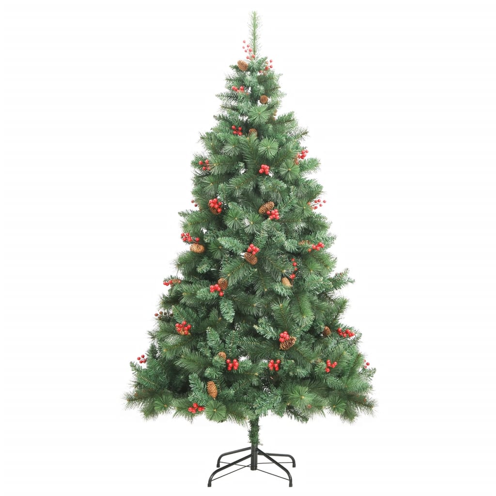 VidaXL Künstlicher Weihnachtsbaum mit Scharnieren, Tannenzapfen und Beeren, 180 cm