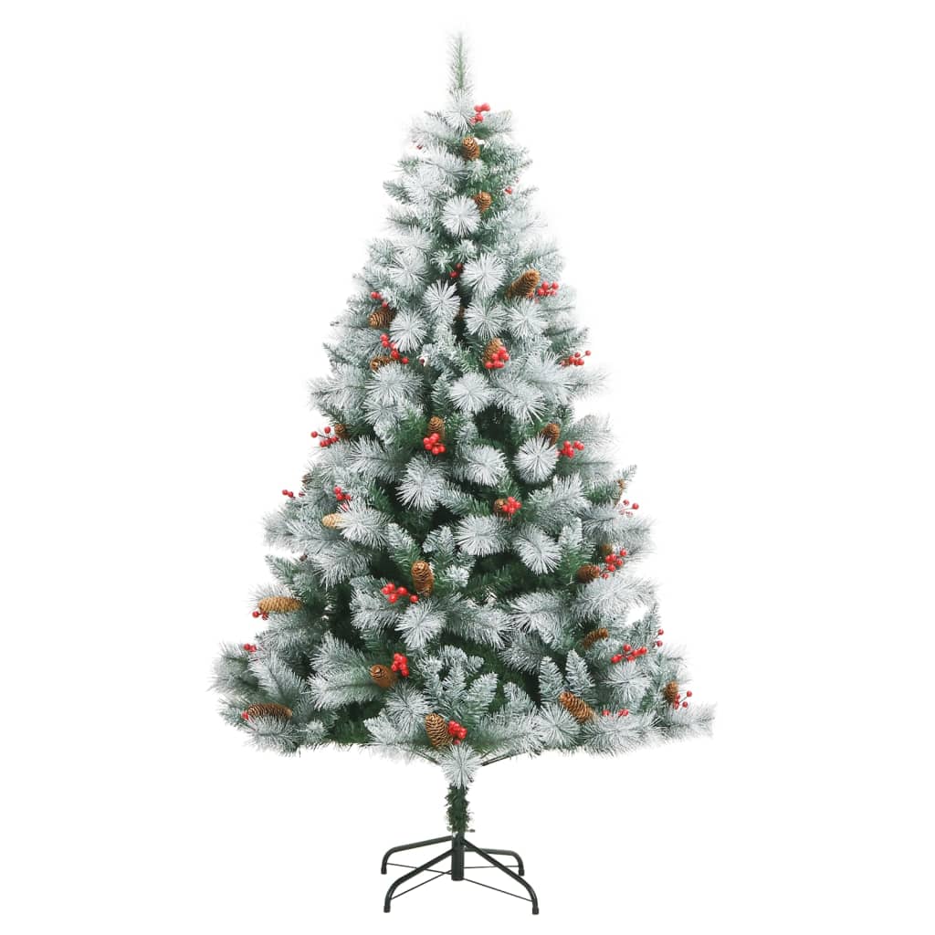 VidaXL Künstlicher Weihnachtsbaum mit Scharnieren, Tannenzapfen und Beeren, 180 cm