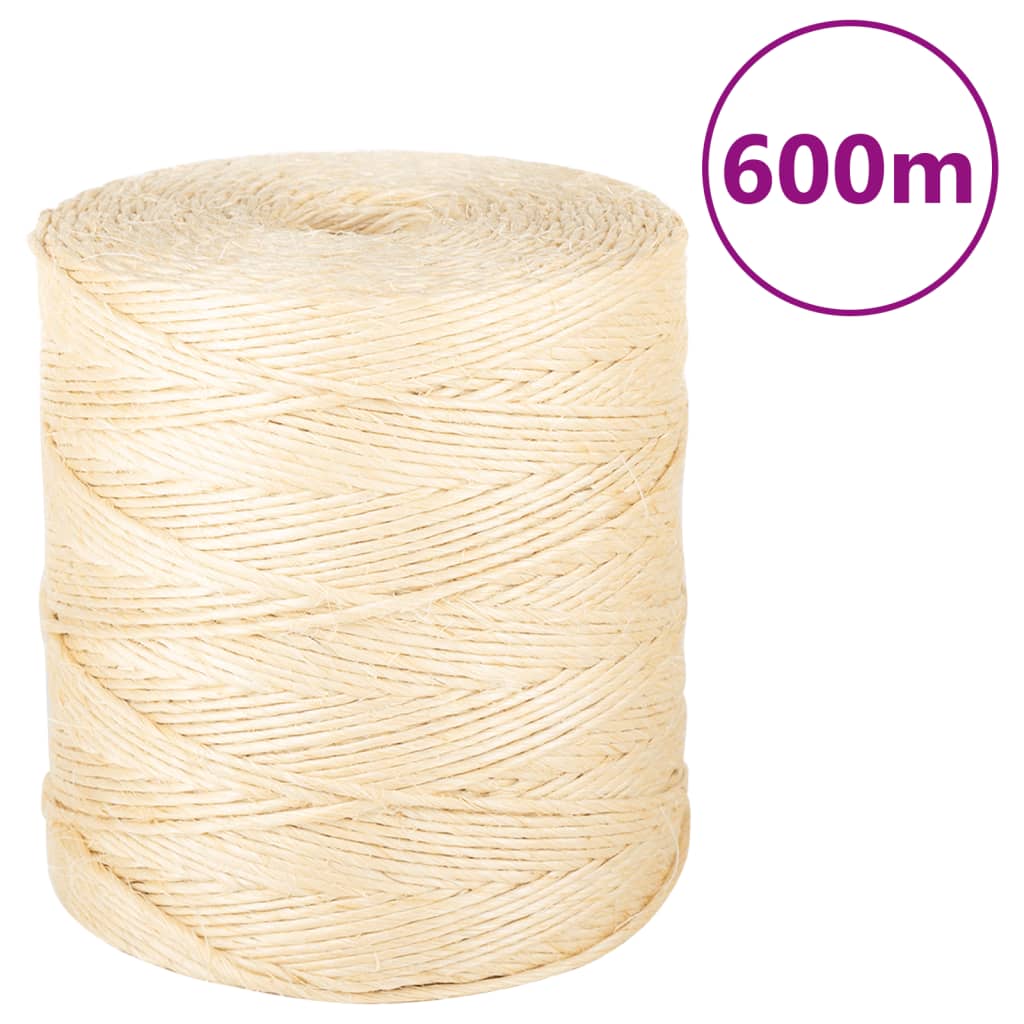 VidaXL Seil 2 mm 600 m 100 % Sisal