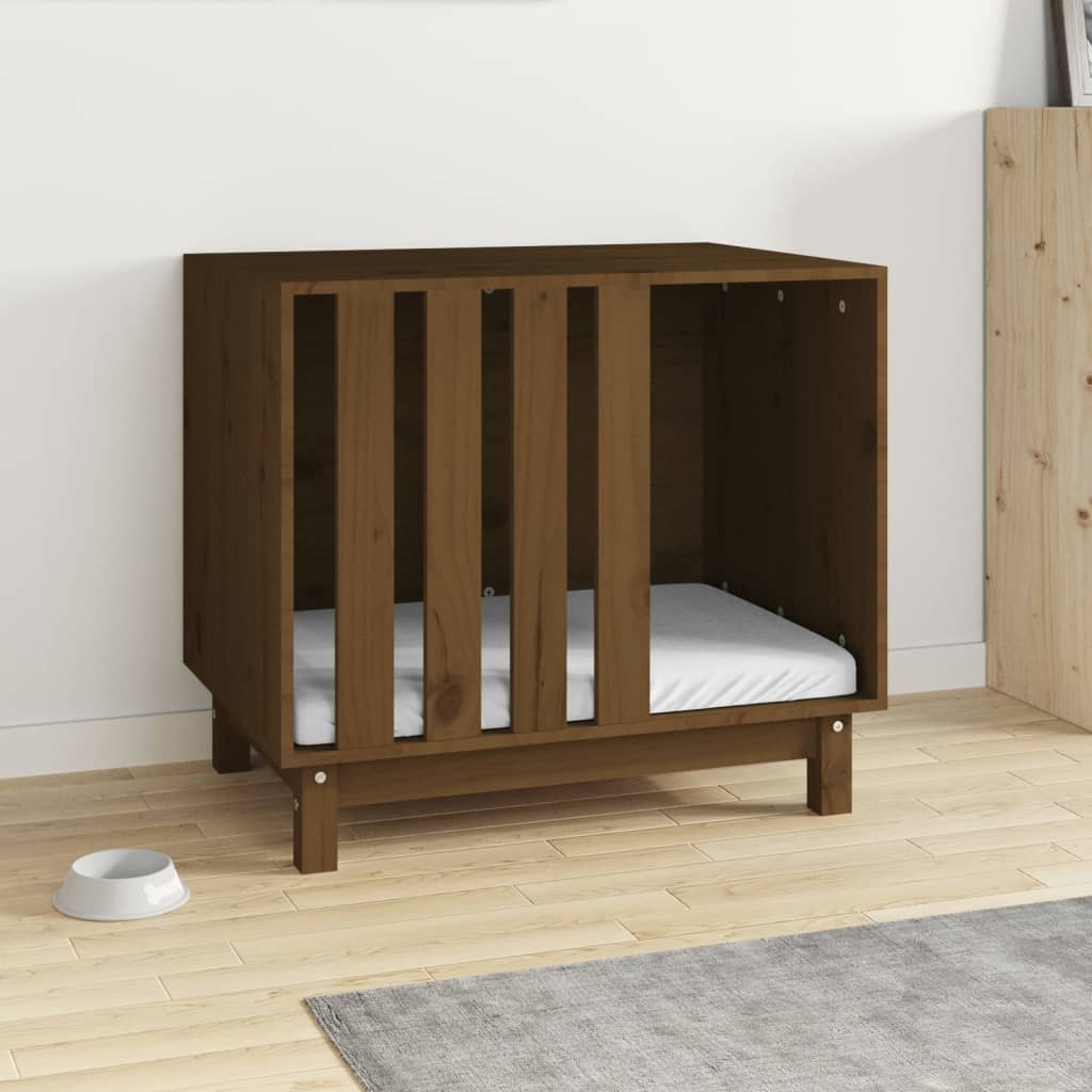 VidaXL Hundehütte 70x50x62 cm massives Kiefernholz honigbraun