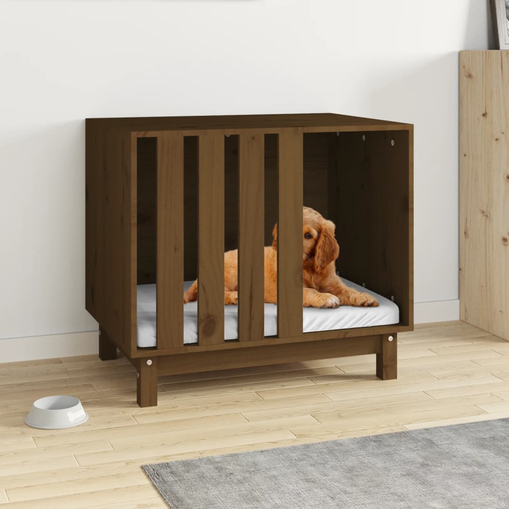 VidaXL Hundehütte 70x50x62 cm massives Kiefernholz honigbraun