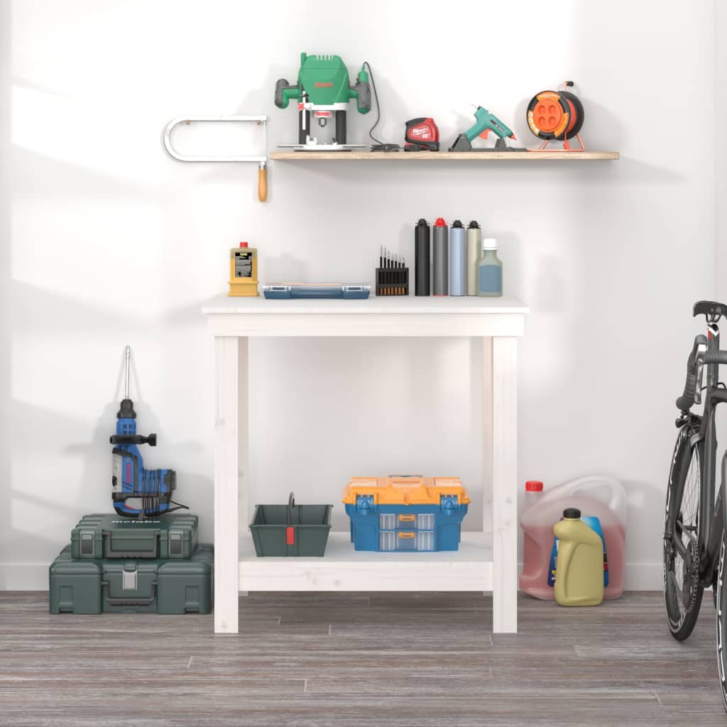 Vidaxx Werkbank 80x50x80 cm massives Kiefernholz weiß