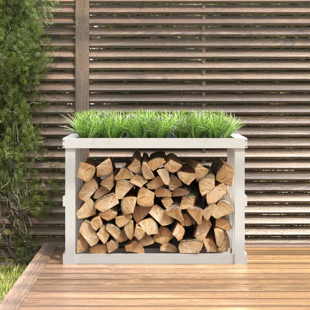 Vidaxx Holzscheithalter 108x52x74 cm massives Kiefernholz weiß