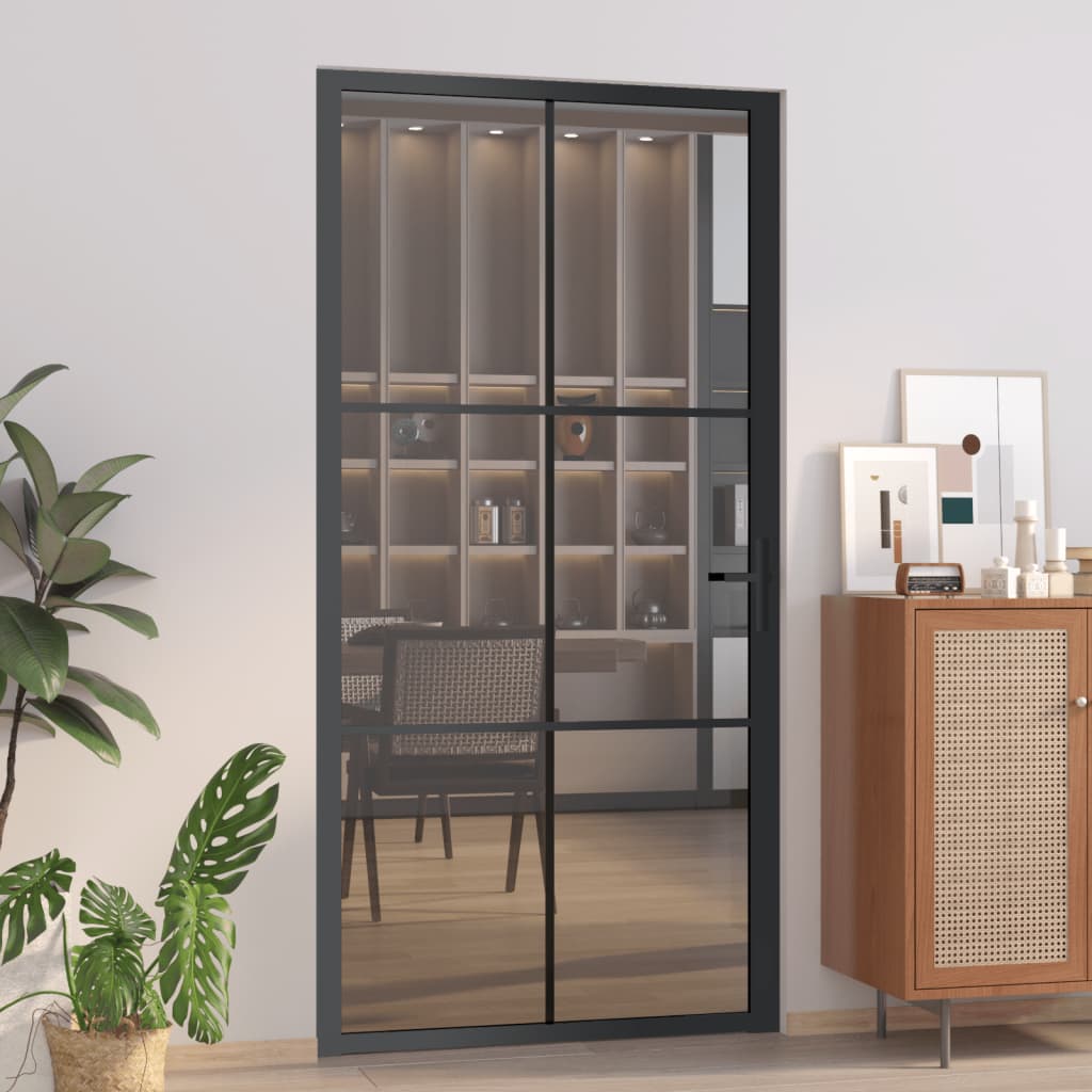 VidaXL Innentür 102,5 x 201,5 cm ESG-Glas und schwarzes Aluminium