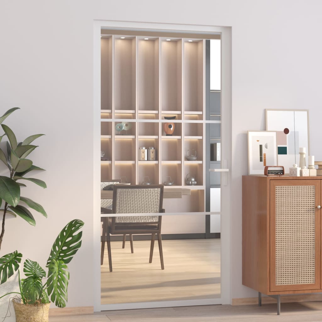 VidaXL Innentür 102,5 x 201,5 cm ESG-Glas und weißes Aluminium