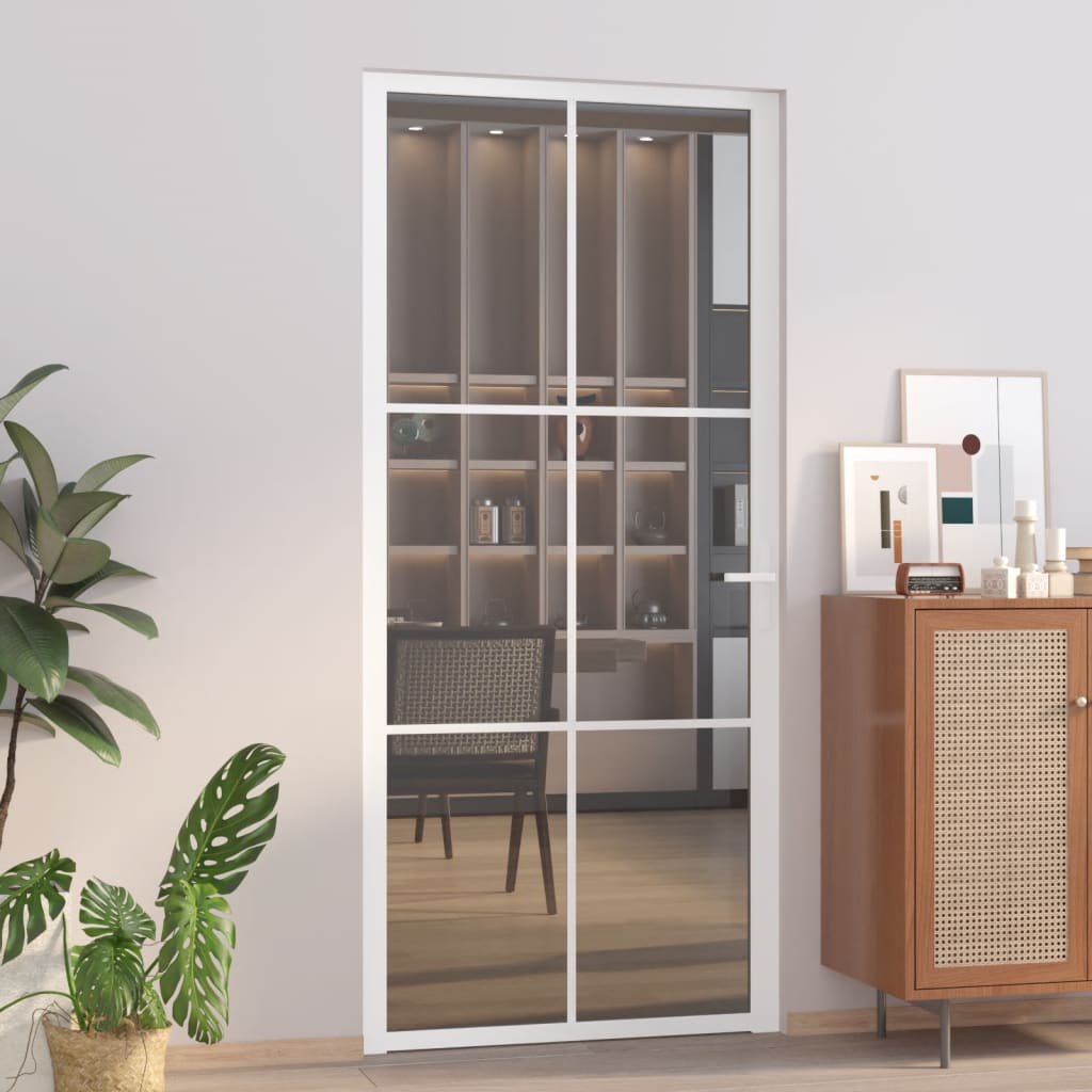 Vidaxx Innentür 93x201,5 cm ESG-Glas und Aluminium weiß