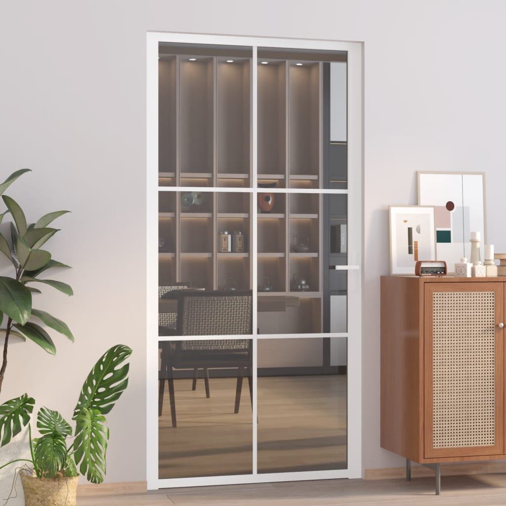 VidaXL Innentür 102,5 x 201,5 cm ESG-Glas und weißes Aluminium