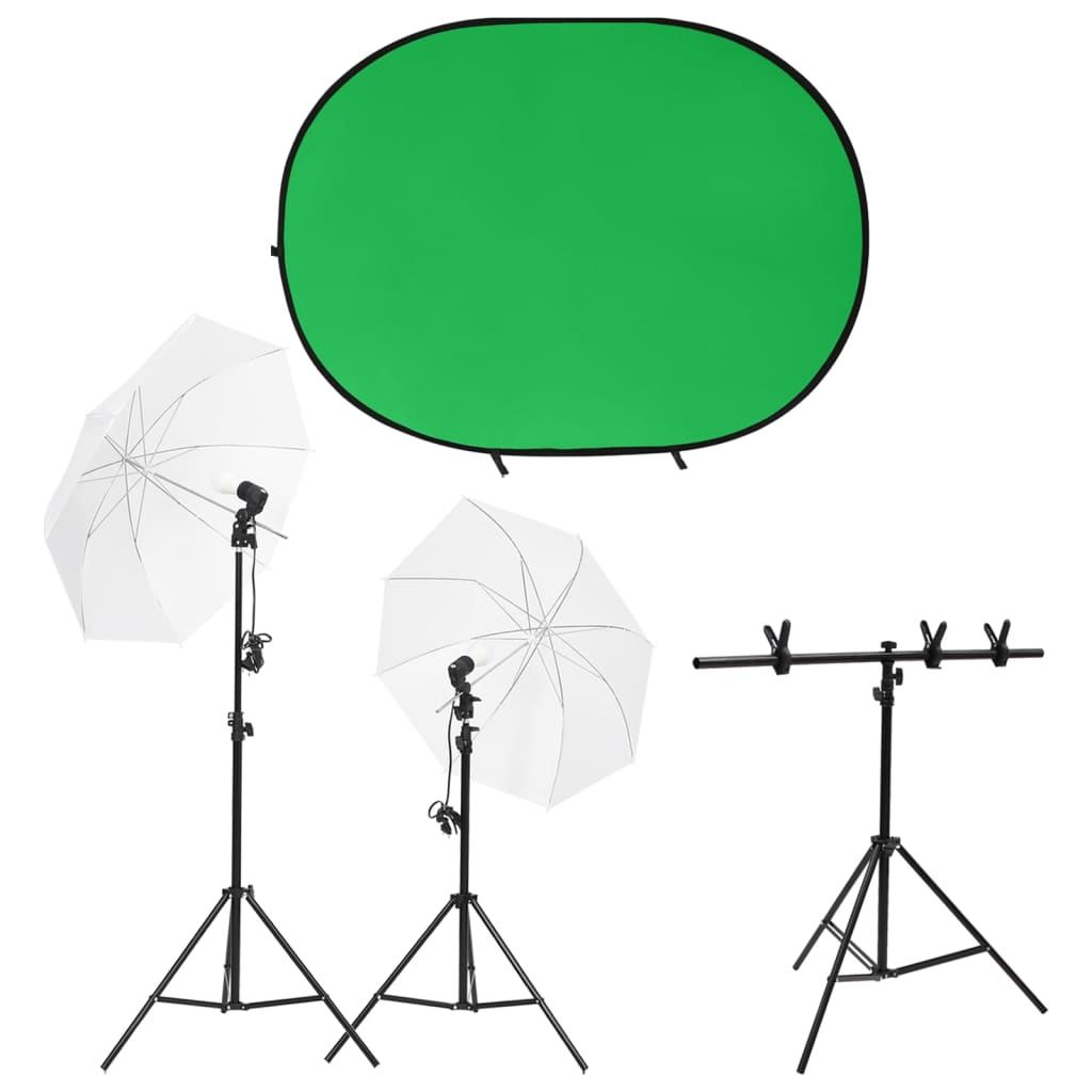 VidaXL Fotostudio-Set mit Beleuchtungsset und Hintergrundleinwand