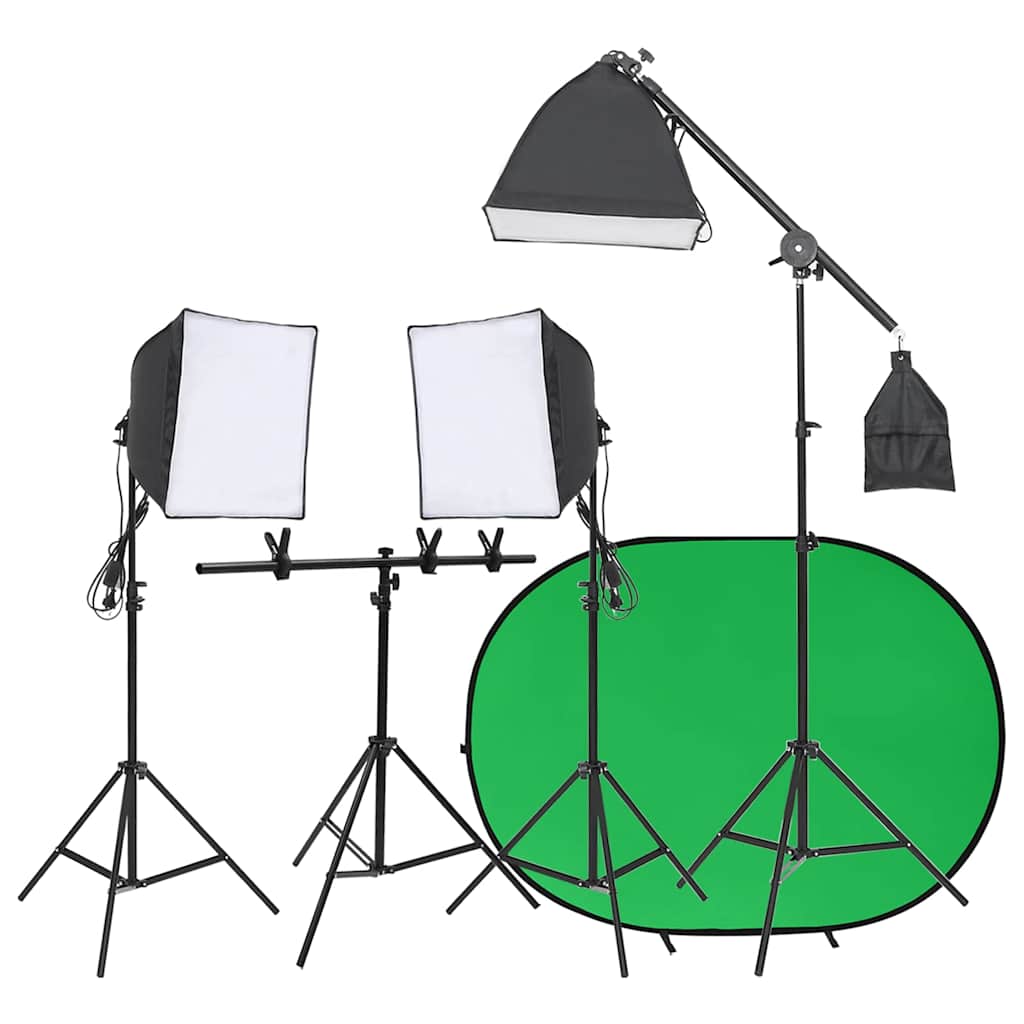 VidaXL Fotostudio-Set mit Beleuchtungsset und Hintergrundleinwand