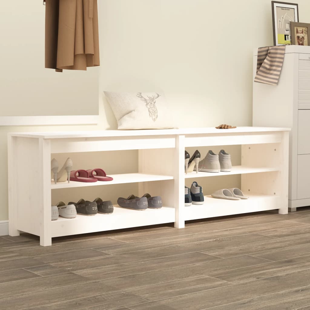 Vidaxx Schuhbank 160x36,5x50 cm massives Kiefernholz weiß