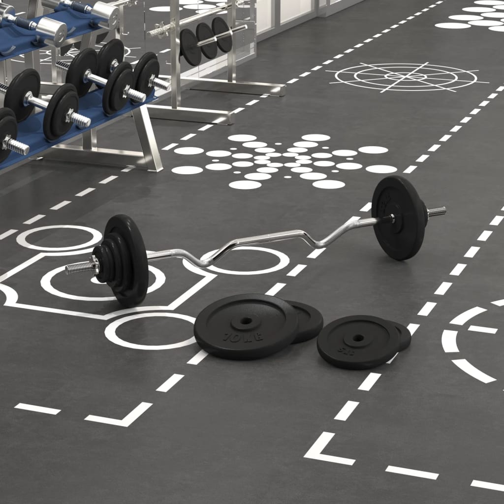 VidaXL Hantel mit Gewichten 60 kg aus Gusseisen und verchromtem Stahl