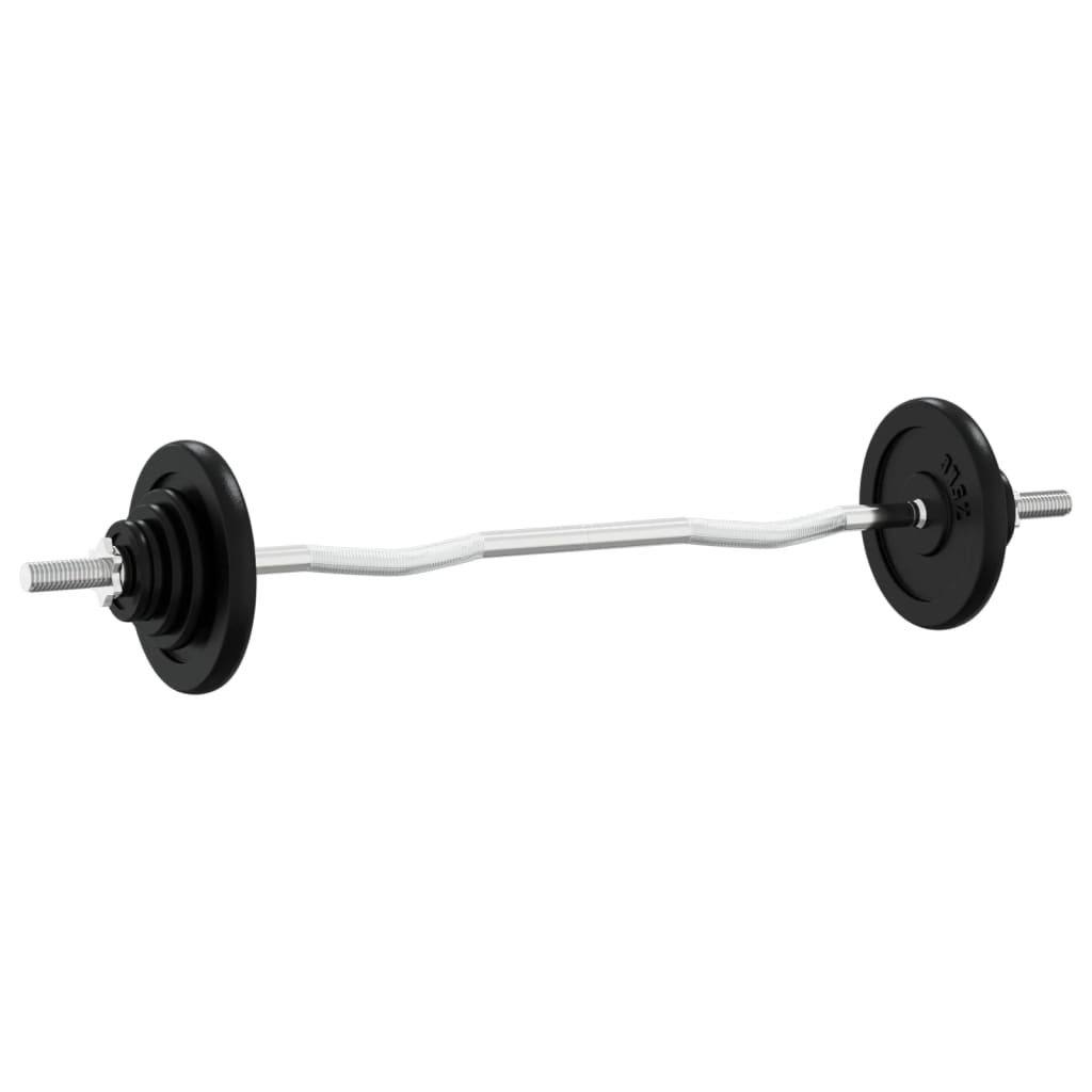VidaXL Hantel mit Gewichten 90 kg aus Gusseisen und verchromtem Stahl