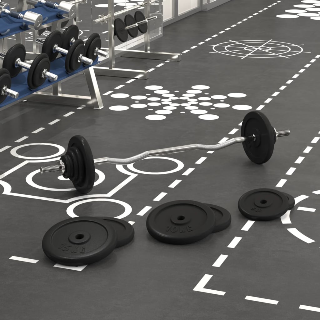 VidaXL Hantel mit Gewichten 90 kg aus Gusseisen und verchromtem Stahl
