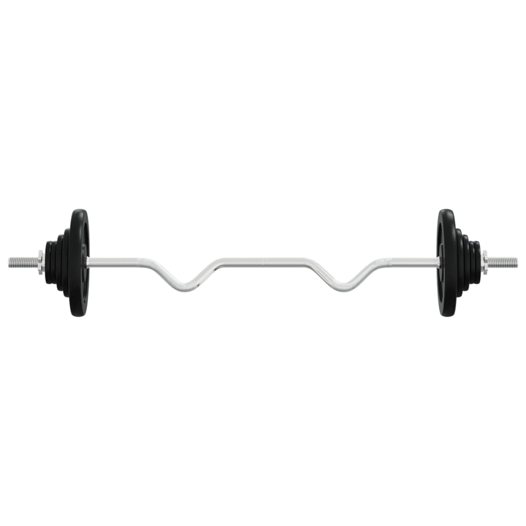 VidaXL Hantel mit Gewichten 90 kg aus Gusseisen und verchromtem Stahl