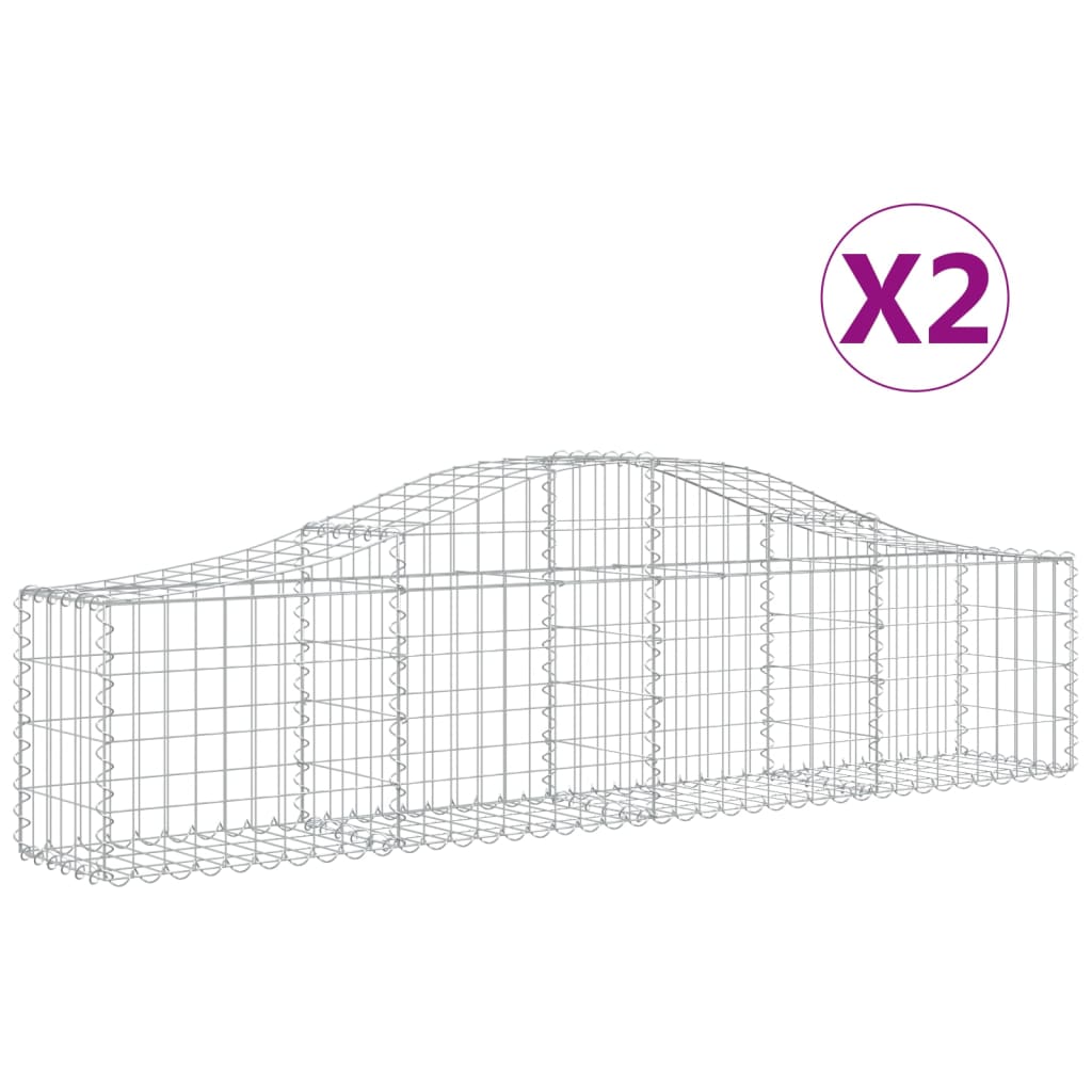 VidaXL Gabionen 2 Stück gebogen 200x30x40 60 cm verzinktes Eisen