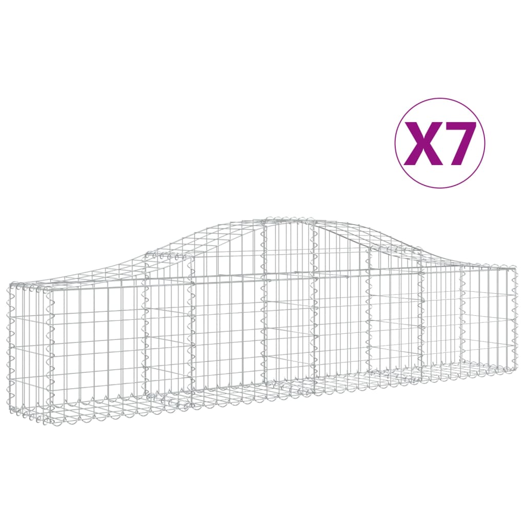 VidaXL Gabionen 7 Stück gebogen 200x30x40 60 cm verzinktes Eisen