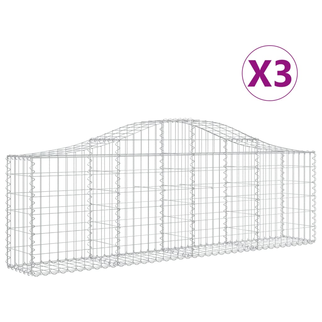 VidaXL Gabionen 3 Stück gebogen 200x30x60 80 cm verzinktes Eisen
