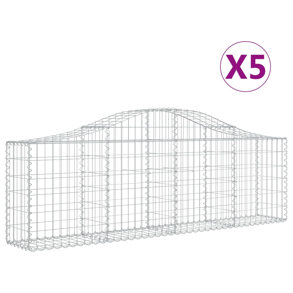 VidaXL Gabionen 5 Stück gebogen 200x30x60 80 cm verzinktes Eisen