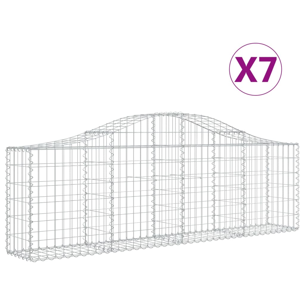 VidaXL Gabionen 7 Stück gebogen 200x30x60 80 cm verzinktes Eisen