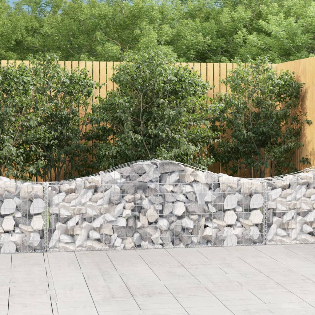 VidaXL Gabionen 7 Stück gebogen 200x30x60 80 cm verzinktes Eisen