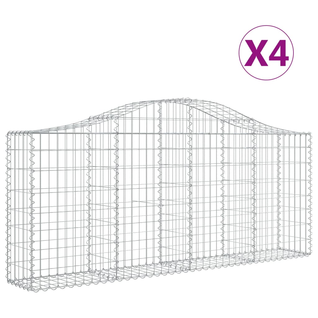 VidaXL Gabionen 4 Stück gebogen 200x30x80 100 cm verzinktes Eisen