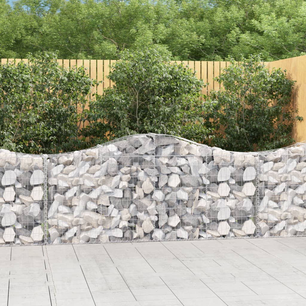 VidaXL Gabionen 6 Stück gebogen 200x30x80 100 cm verzinktes Eisen