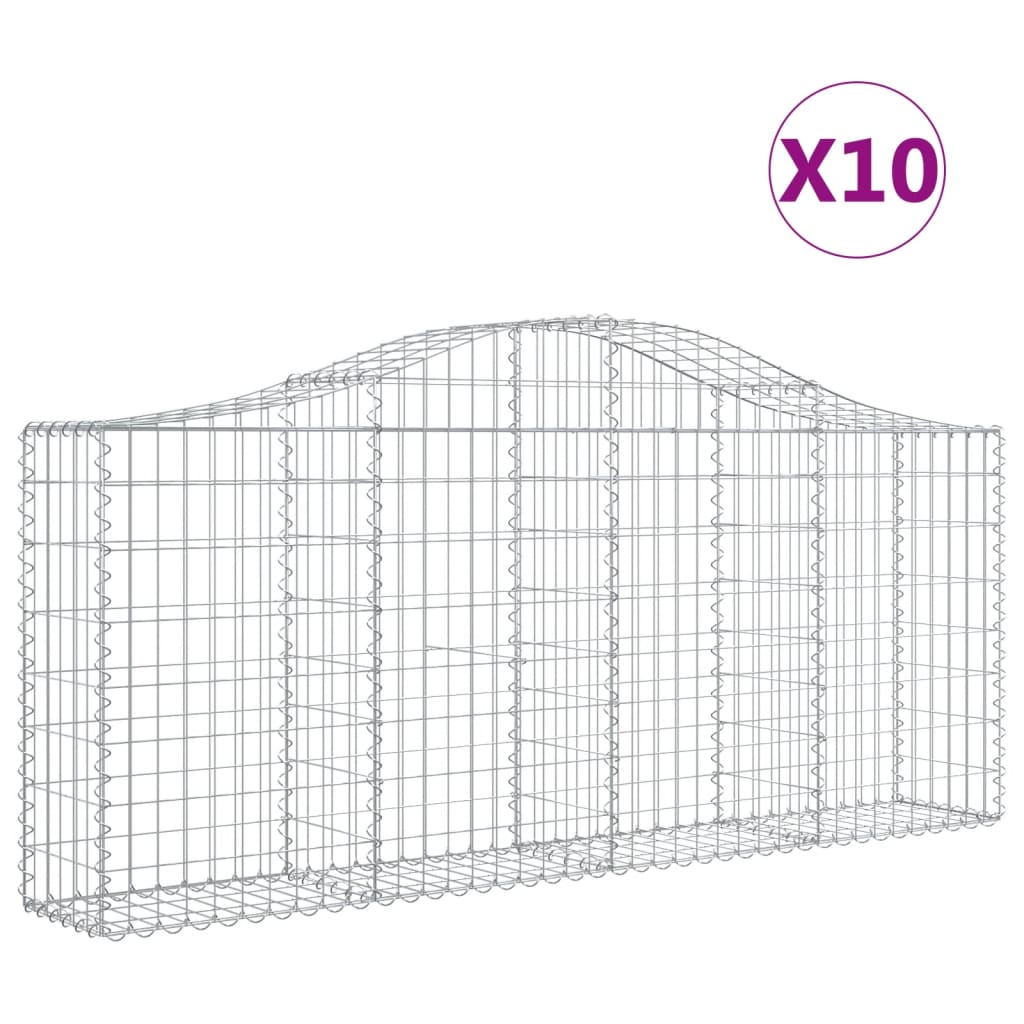 VidaXL Gabionen 10 Stück gebogen 200x30x80 100 cm Eisen