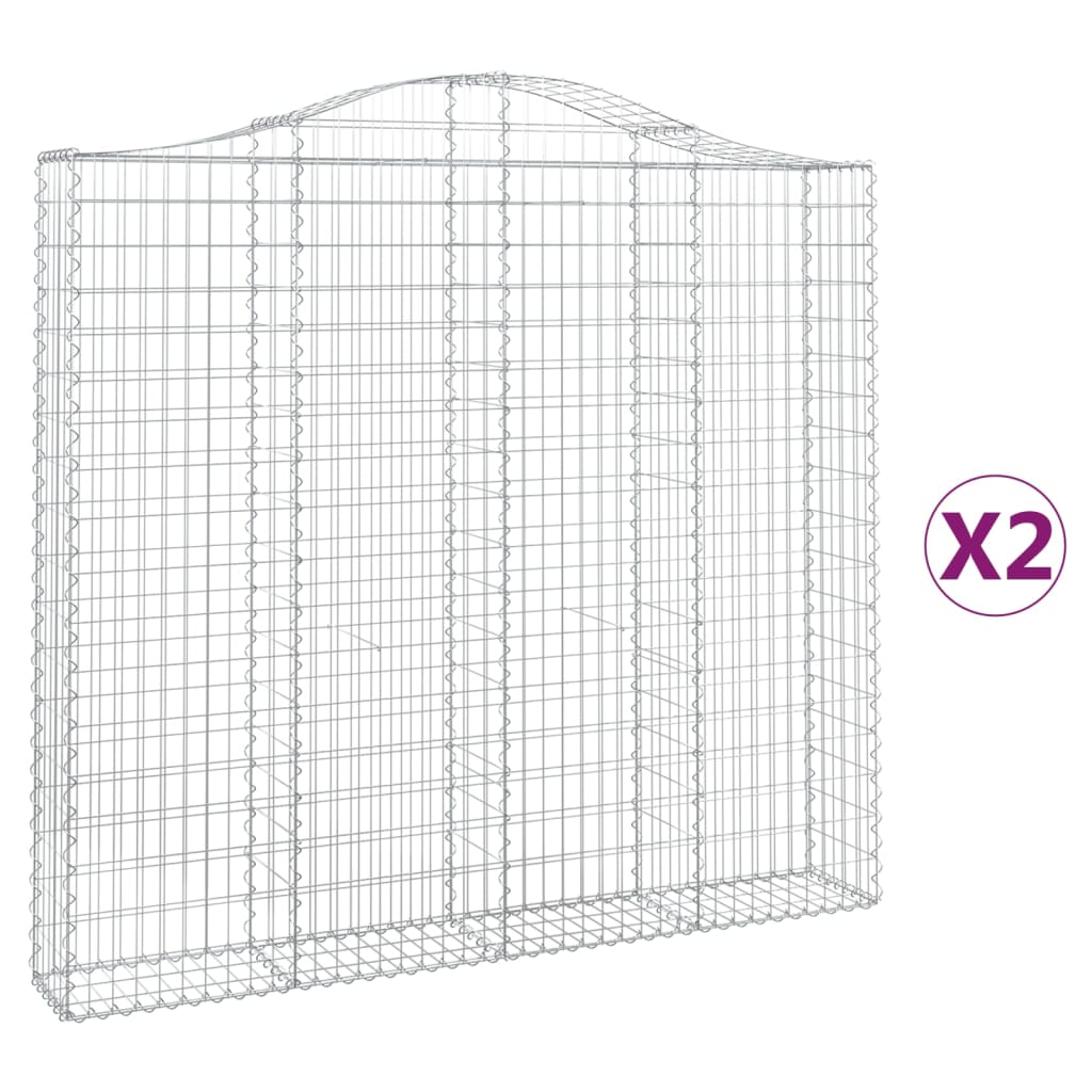 VidaXL Gabionen 2 Stück gebogen 200x30x180 200 cm Eisen