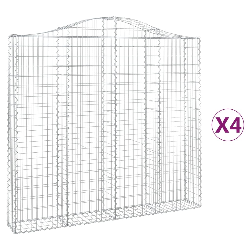 VidaXL Gabionen 4 Stück gebogen 200x30x180 200 cm Eisen