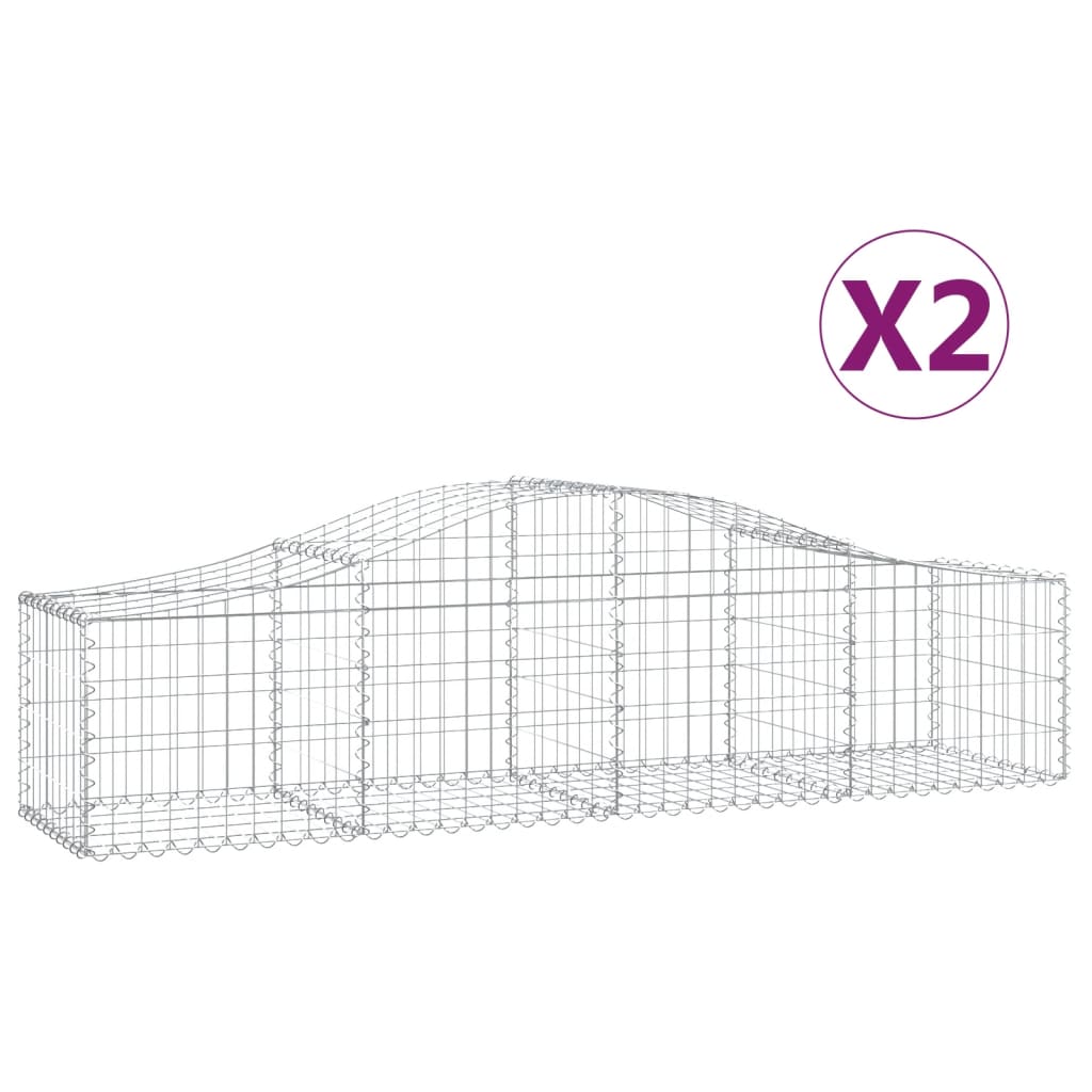 VidaXL Gabionen 2 Stück gebogen 200x50x40 60 cm verzinktes Eisen