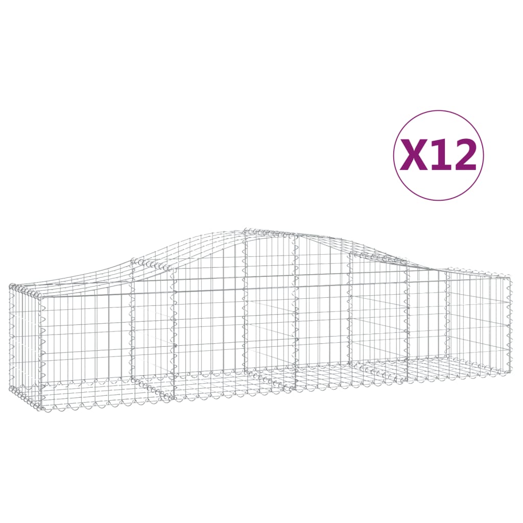 VidaXL Gabionen 12 Stück gebogen 200x50x40 60 cm verzinktes Eisen