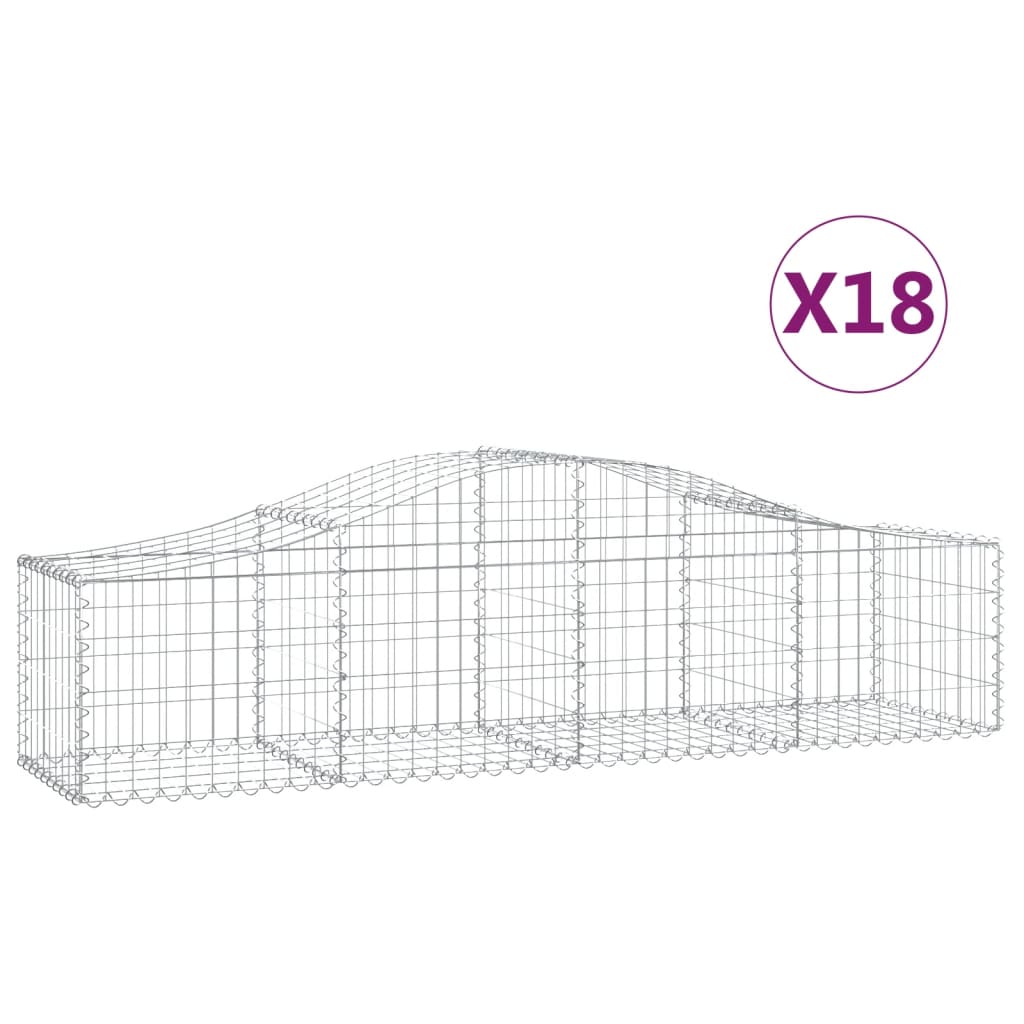 VidaXL Gabionen 18 Stück gebogen 200x50x40 60 cm verzinktes Eisen