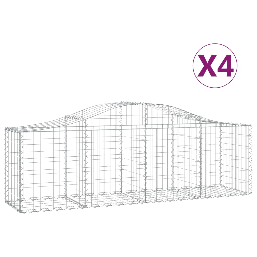 VidaXL Gabionen 4 Stück gebogen 200x50x60 80 cm verzinktes Eisen