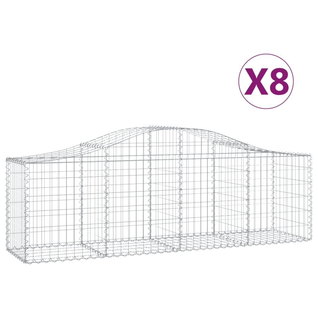 VidaXL Gabionen 8 Stück gebogen 200x50x60 80 cm verzinktes Eisen